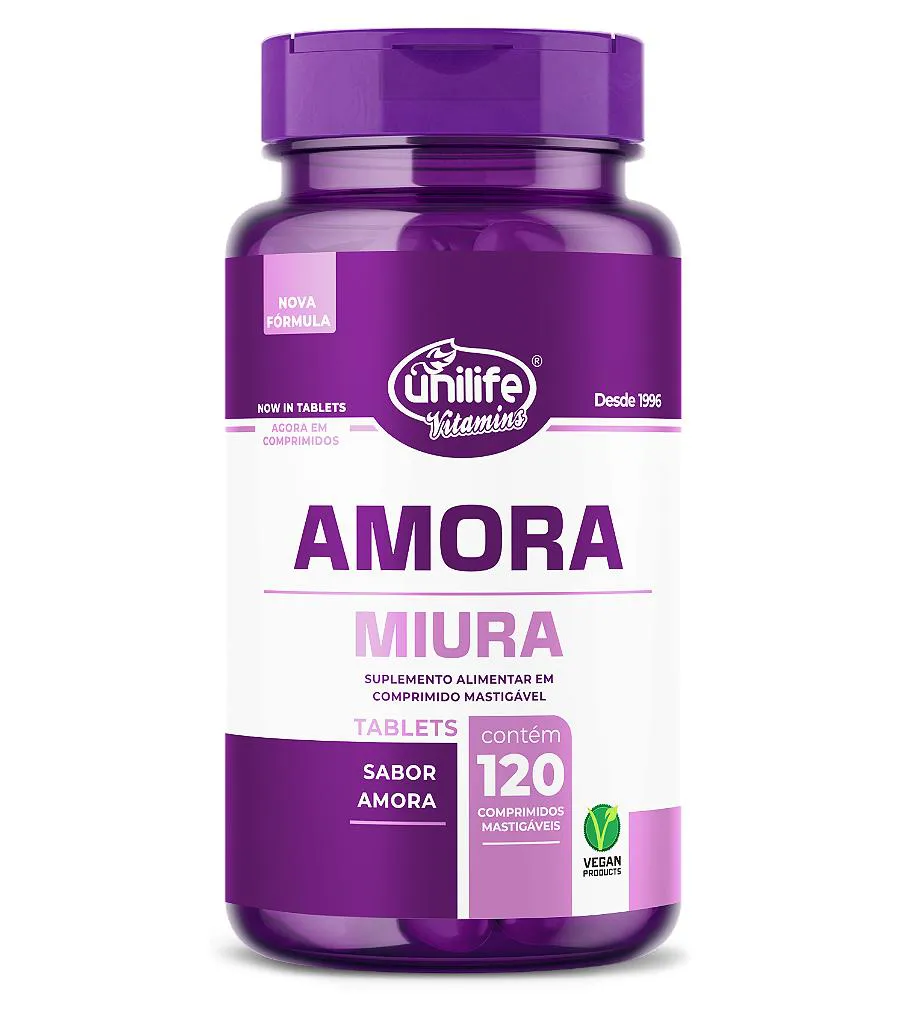 Amora Mastigável + Vitaminas E, D e B12 - 120 Comprimídos **lançamento
