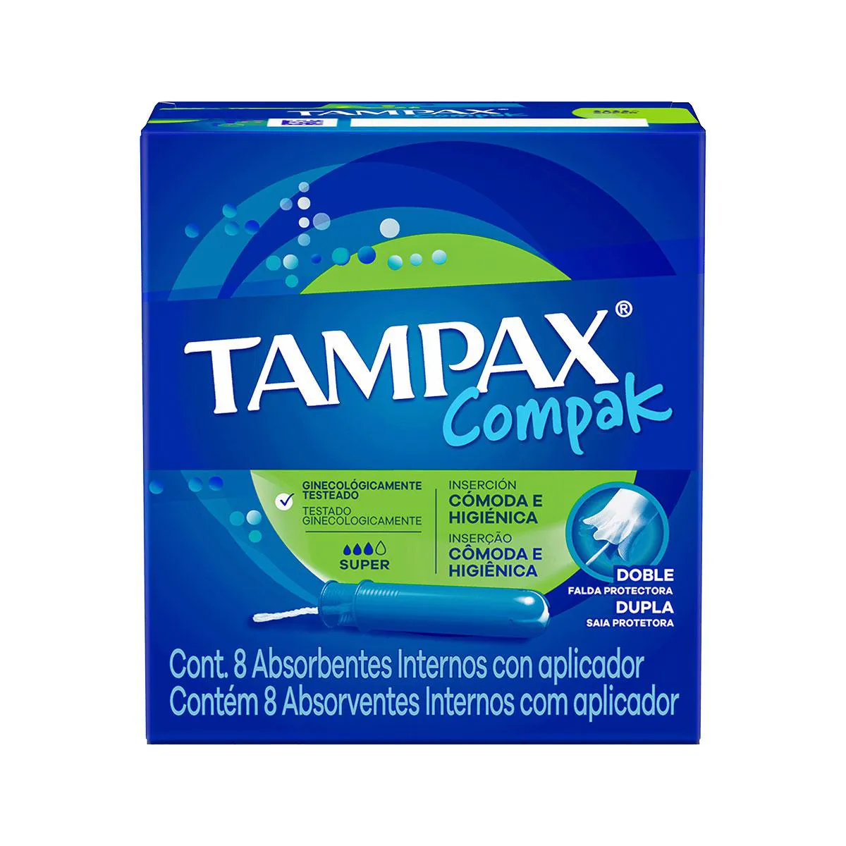 Absorvente Interno Tampax Compak Super Fluxo Intenso 8 unidades