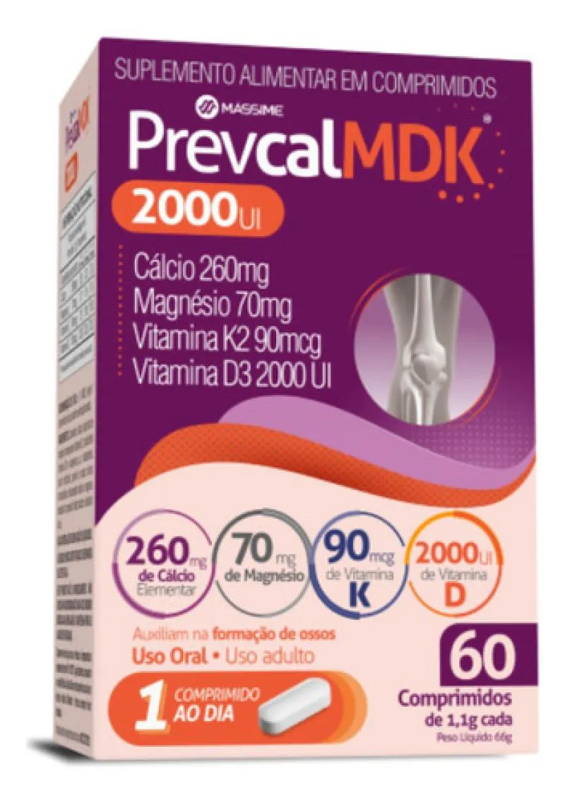 Prevcal Mdk 2.000ui 60cpr - Vitaminas D K Magnésio Calcio