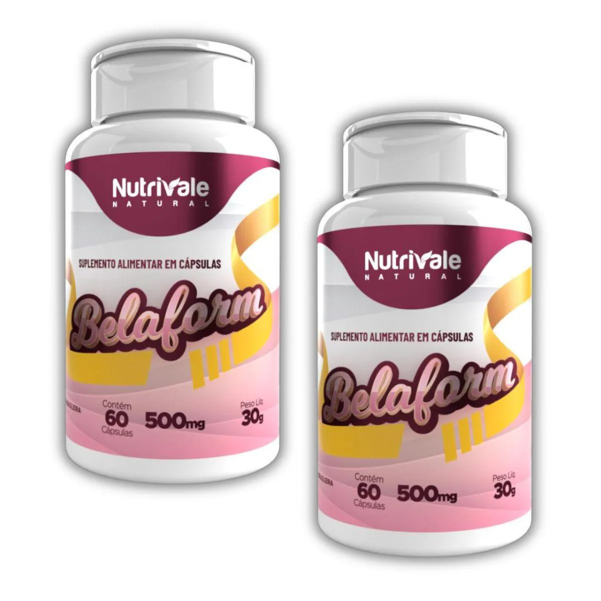 Kit 2x Belaform Cafeína, L-carnitina e Cromo 60 cápsulas sem Sabor