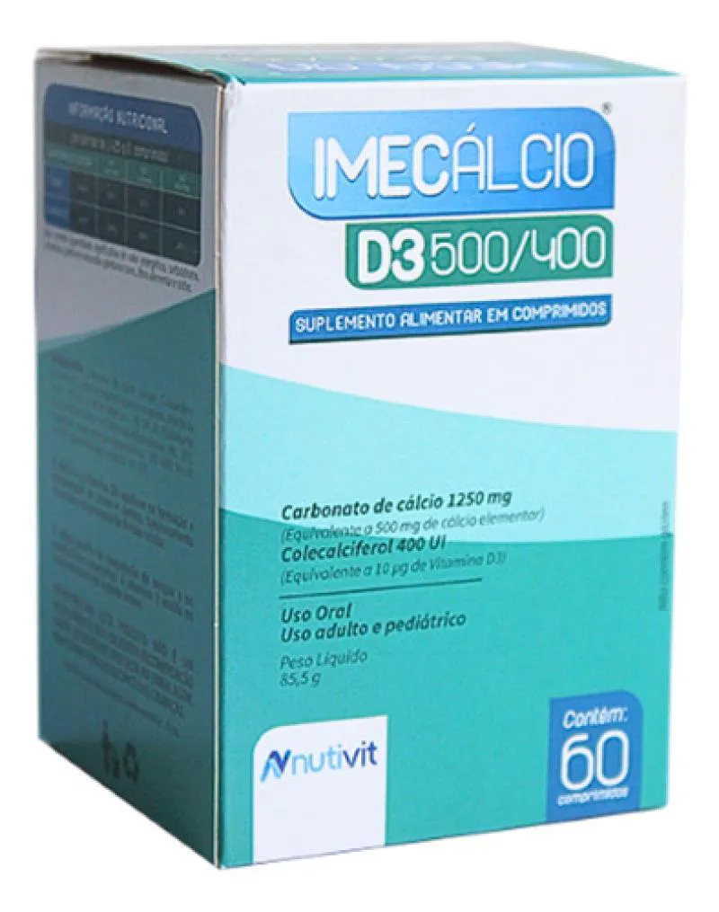 Imecalcio 500mg + 400ui - Cálcio + Vit D3 - 60 comprimidos