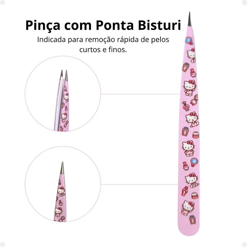 Kit de Pinças Estampadas Hello Kitty By Klass Vough Perfect Pinch Tool com 4 Twhk-10