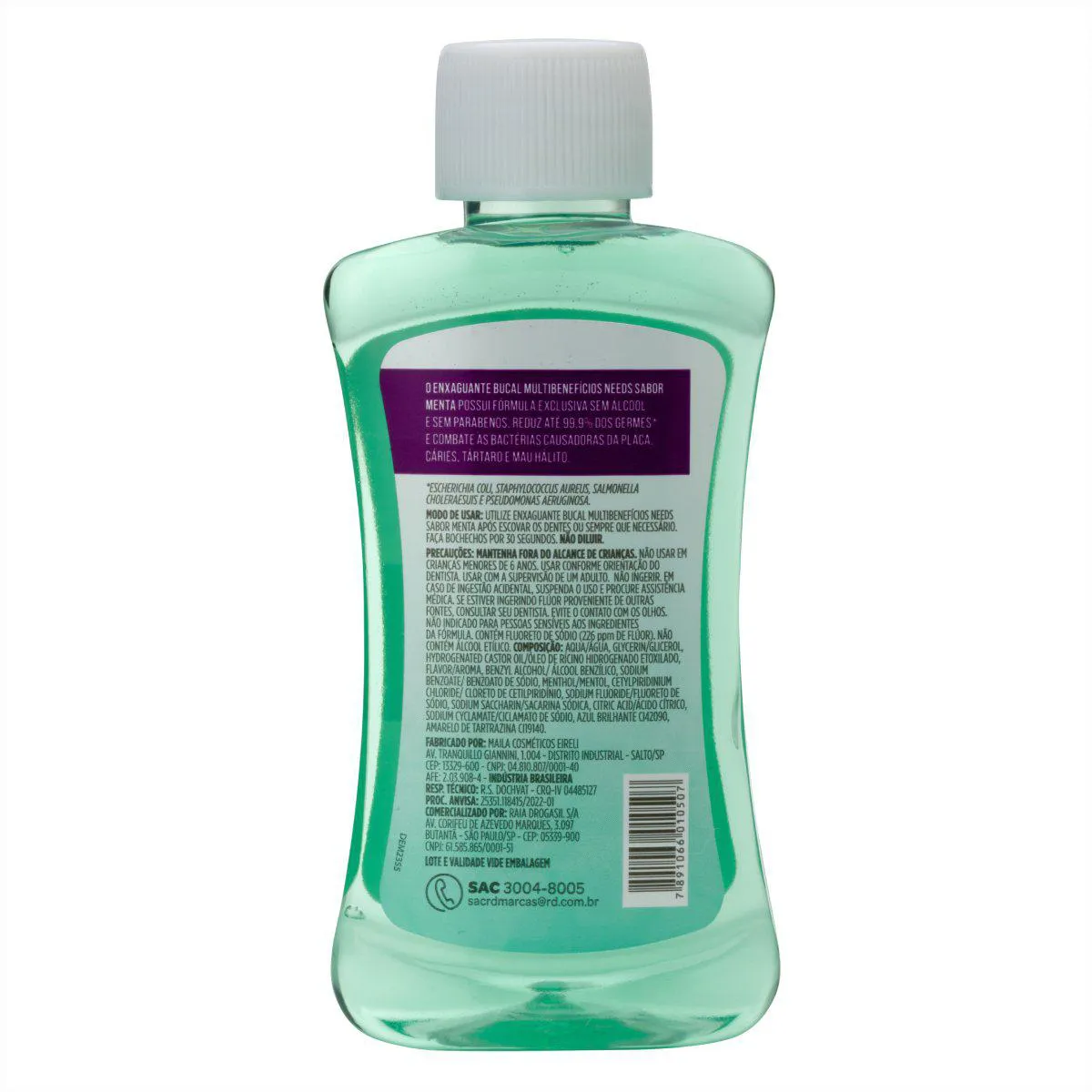 Enxaguante Bucal Needs 4 em 1 Menta Sem Álcool 60ml