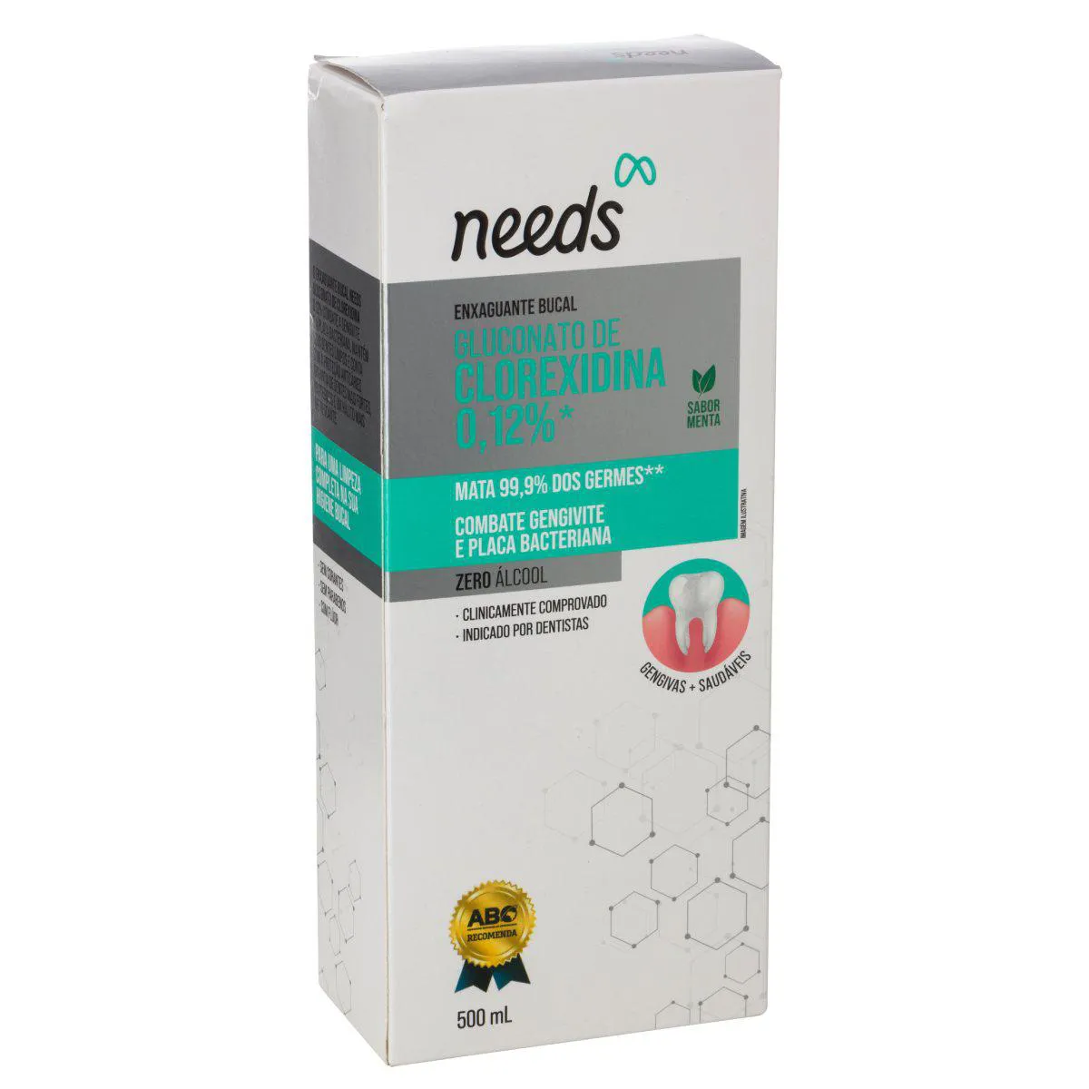 Enxaguante Bucal Needs Clorexidina 0,12% Menta Sem Álcool 500ml