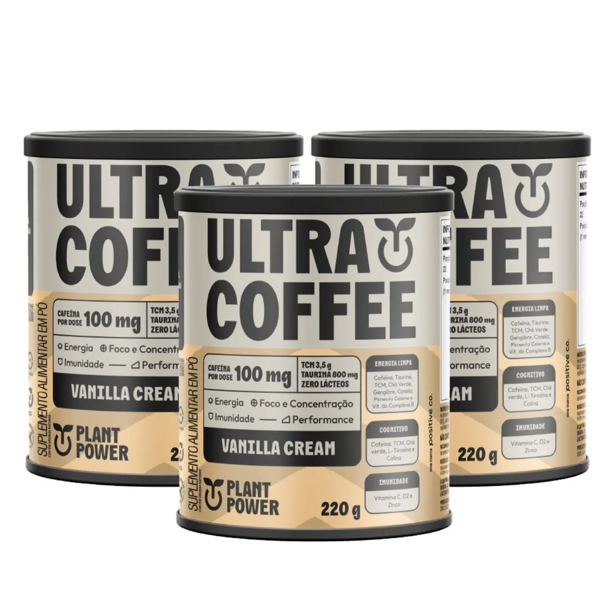 3x Ultra Coffee Plant Power Vanilla Cream 220g