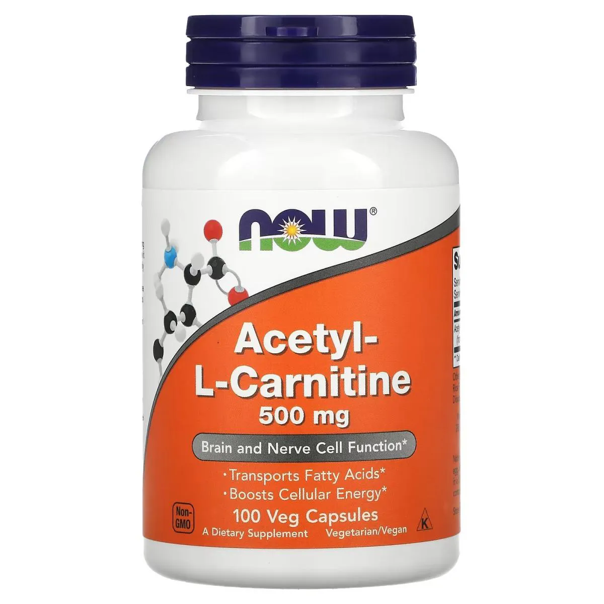 Acetil - L Carnitina 500 Mg 100 cápsulas Vegetais Now Foods