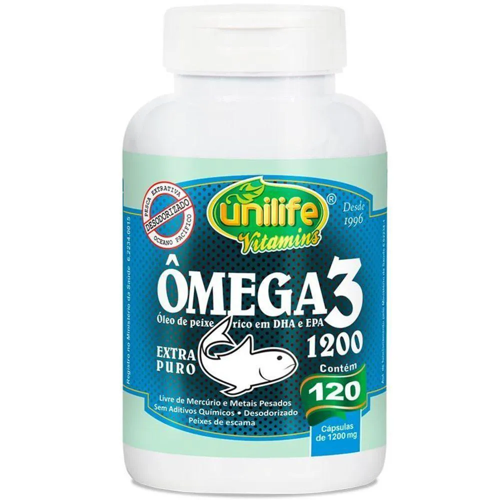 Ômega 3 Óleo de Peixe 1200mg 120 cápsulas Unilife