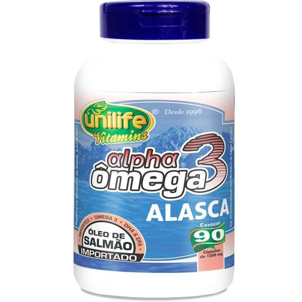 Ômega 3 Alpha Óleo de Salmão 1200mg 90 cápsulas Unilife