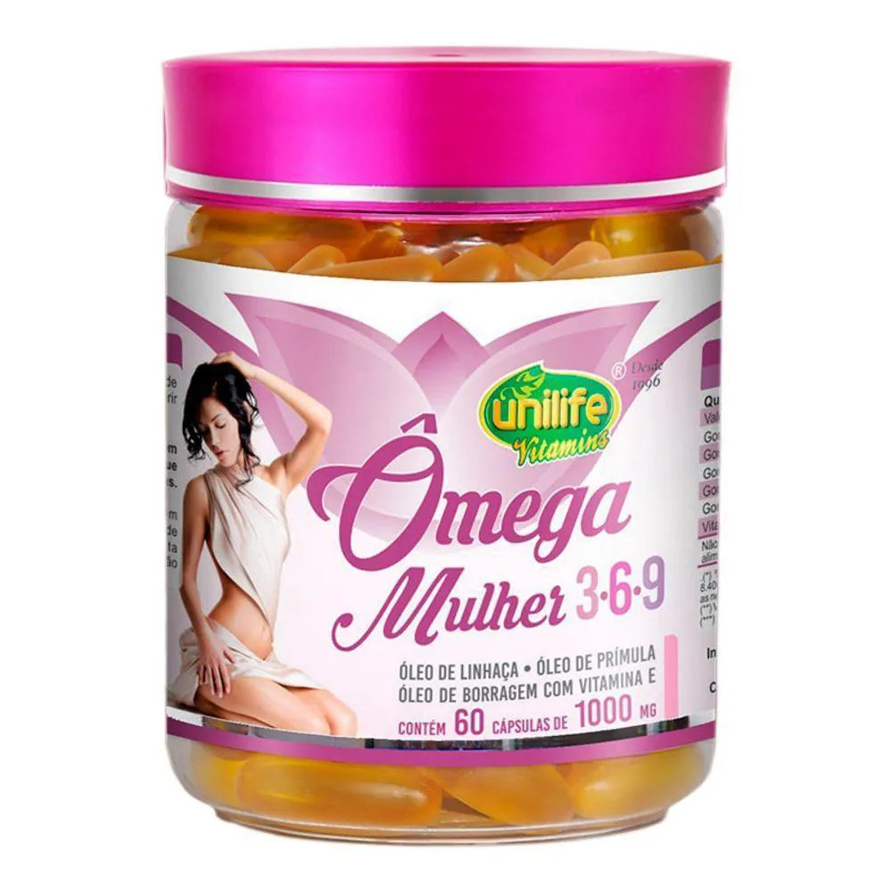Ômega 3,6 e 9 Mulher 1000mg 60 cápsulas Unilife