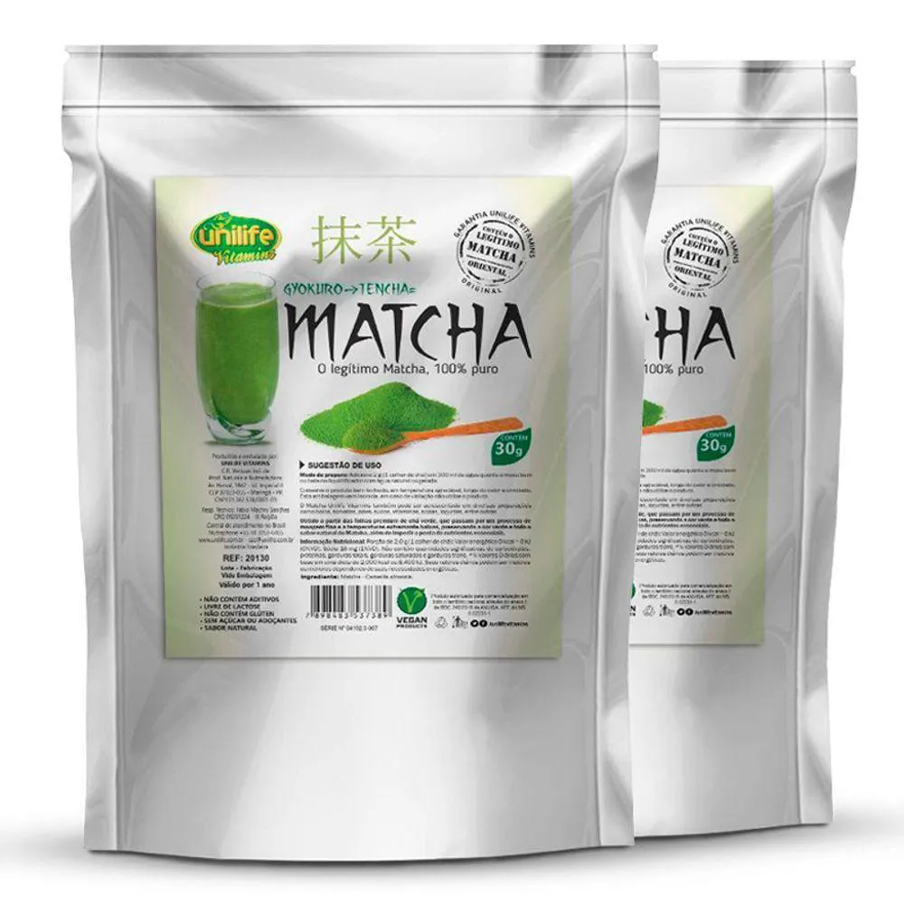 Kit 2 Matcha Puro e Organico Sóluvel 30g Unilife