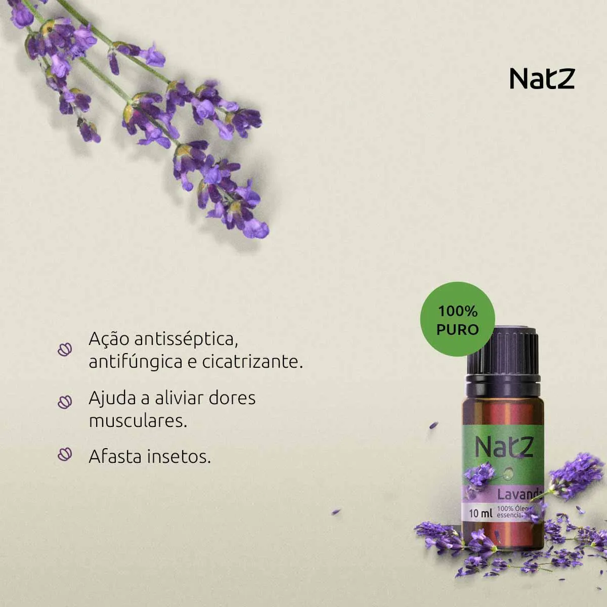 Óleo Essencial de Lavanda Natz 10ml