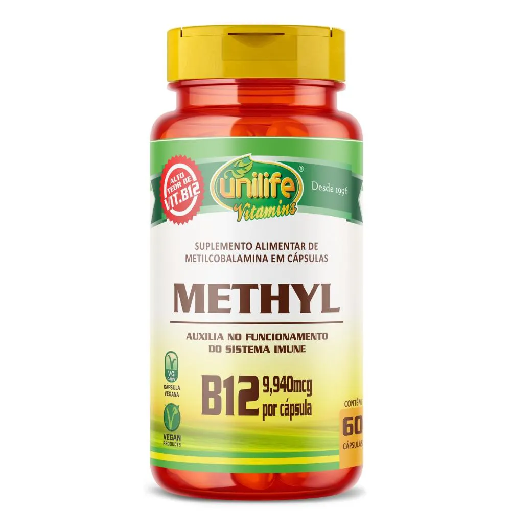Vitamina B12 (metilcobalamina) 60 cápsulas 350mg Unilife
