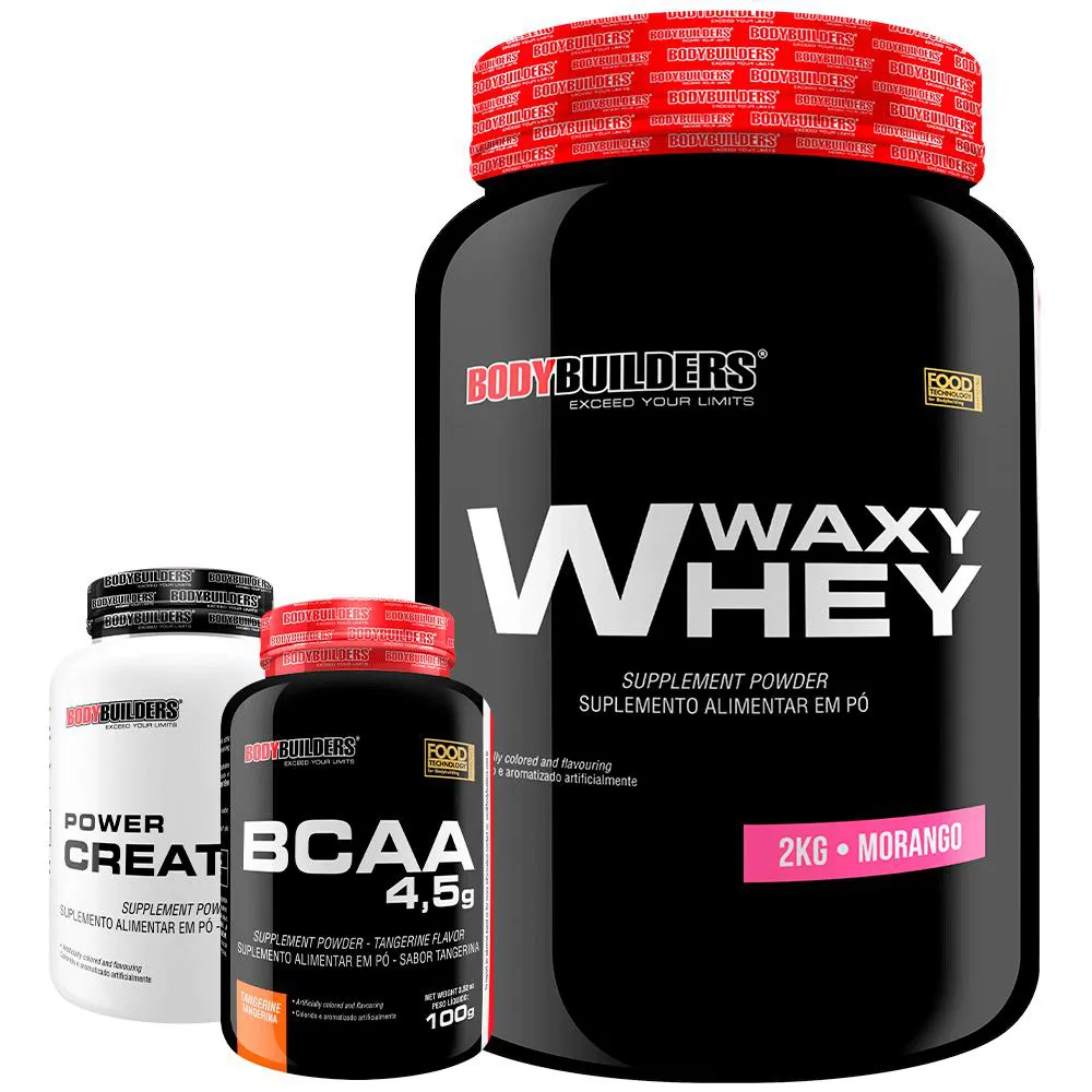 Kit Waxy Whey 2kg + Bcaa 4,5 100g + Power Creatina 100g – Bodybuilders Morango