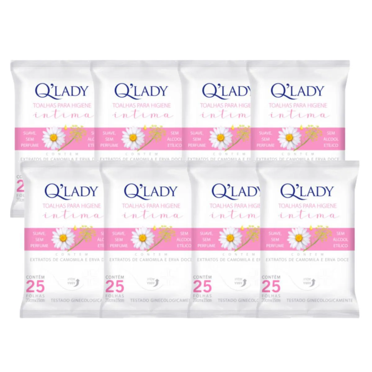 Kit C8 Toalhas Higiene Íntima sem Perfume - Q Lady