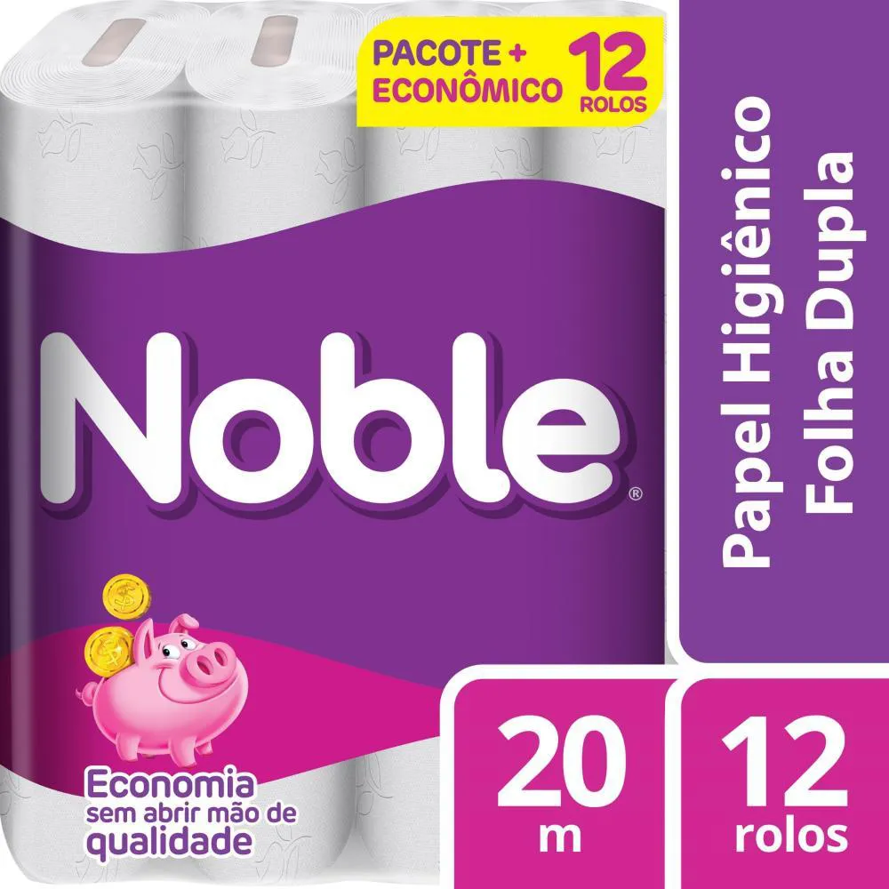 Papel Higiênico Noble Neutro Folha Dupla 12 Rolos de 20m