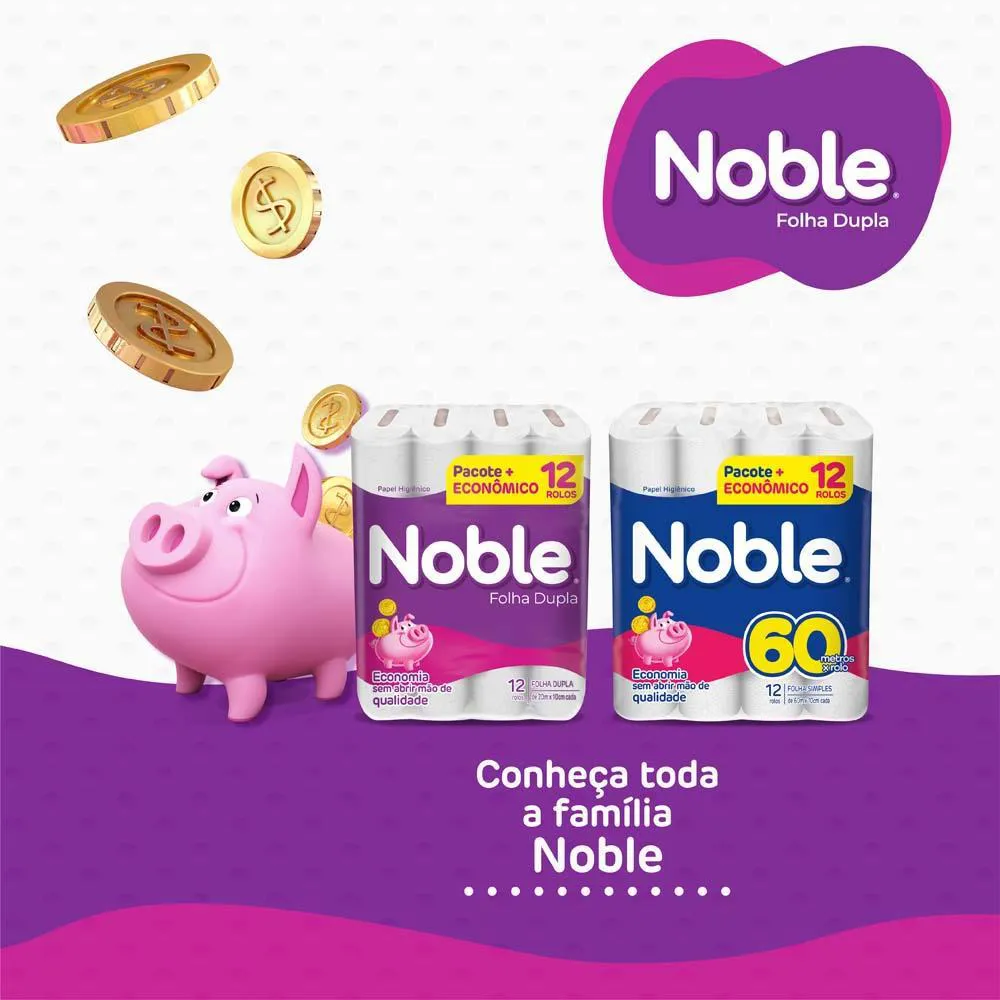 Papel Higiênico Noble Neutro Folha Dupla 12 Rolos de 20m
