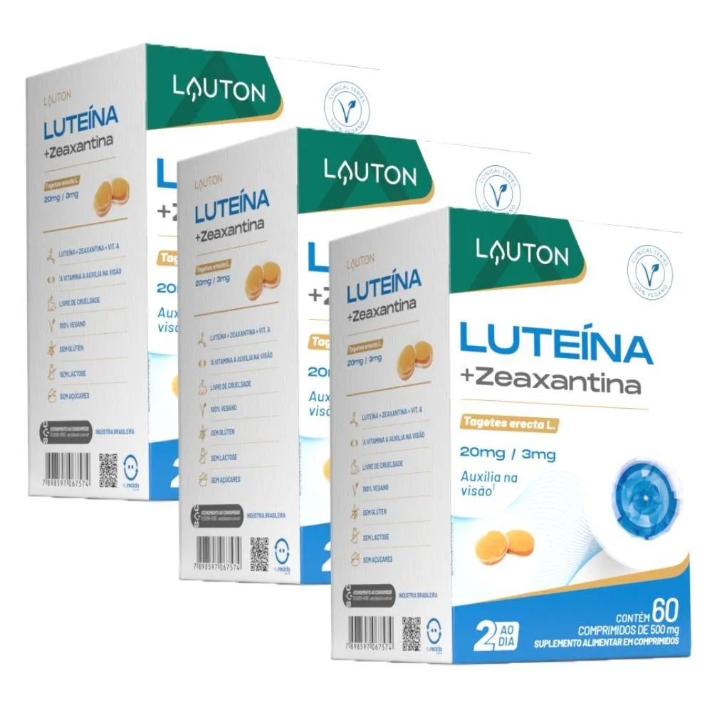 Kit 3x Luteína com Zeaxantina 60 comprimidos - Lauton