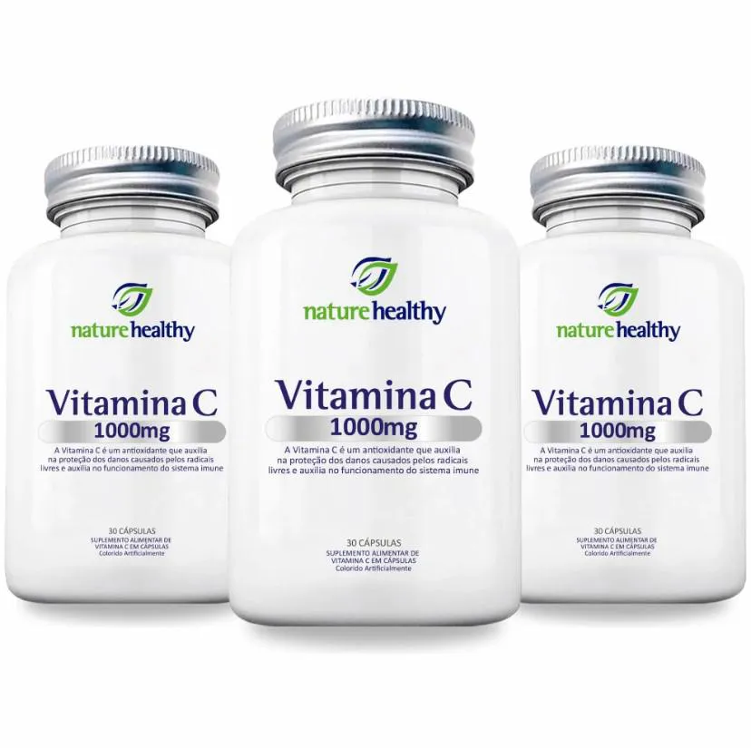 KIT c/ 3 VITAMINA C 1000MG NATURE HEALTHY 30 CÁPSULAS