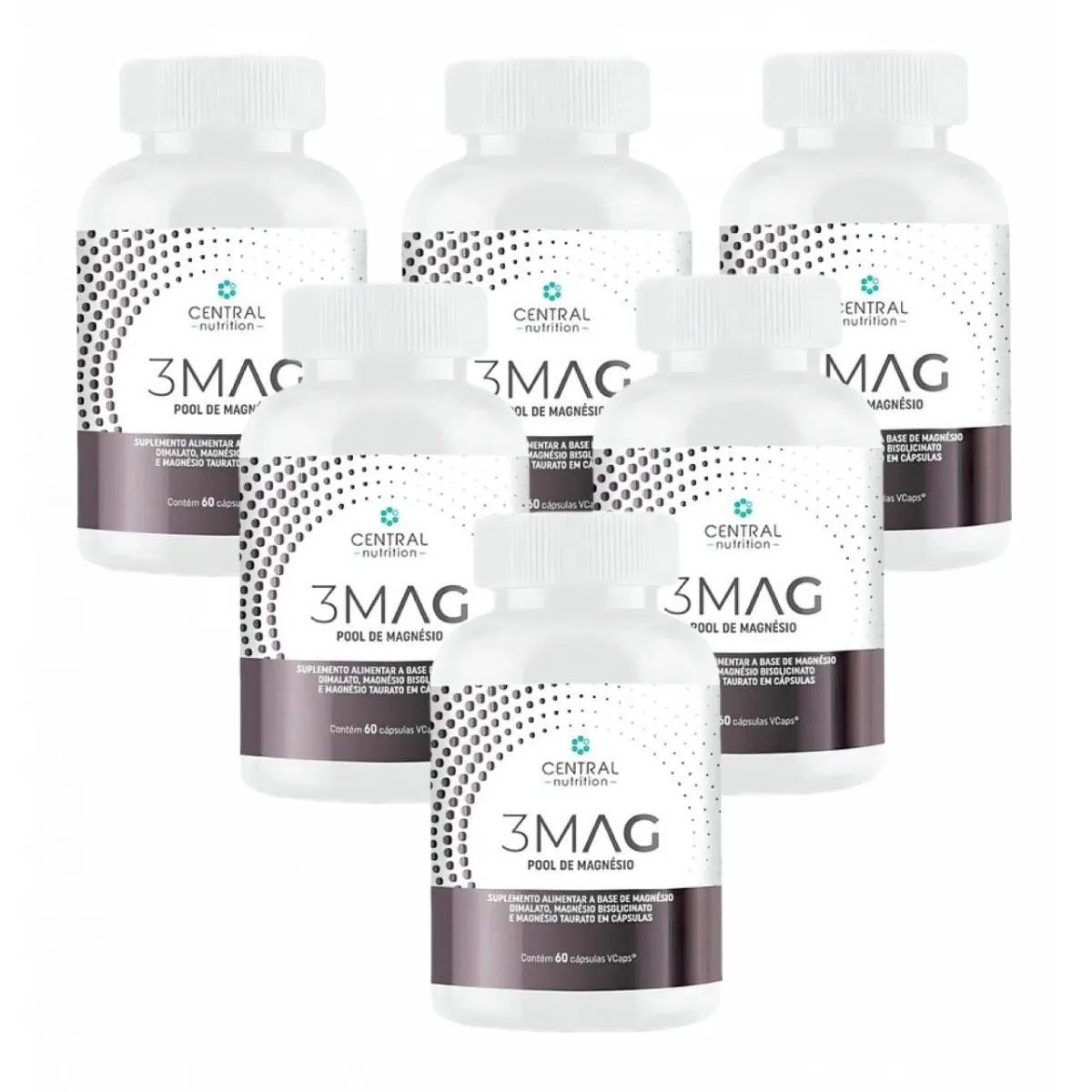 6x 3 Mag Magnesio Quelato Taurato Dimalato Central Nutrition sem Sabor