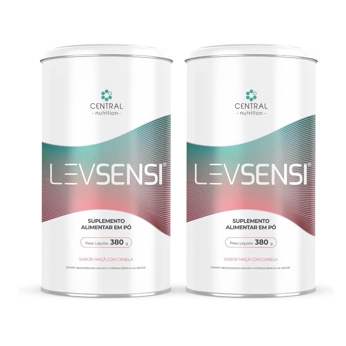 Kit 2 Levsensi  Fibra Colágeno Vitaminas 380g Central Nutrition Maçã com Canela
