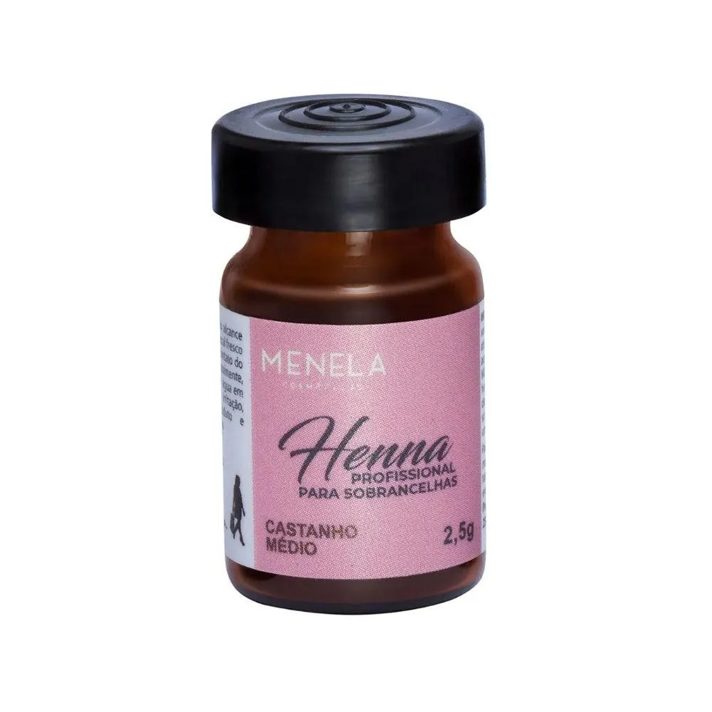 Kit Henna Sobrancelha Menela Castanho Médio 2,5g