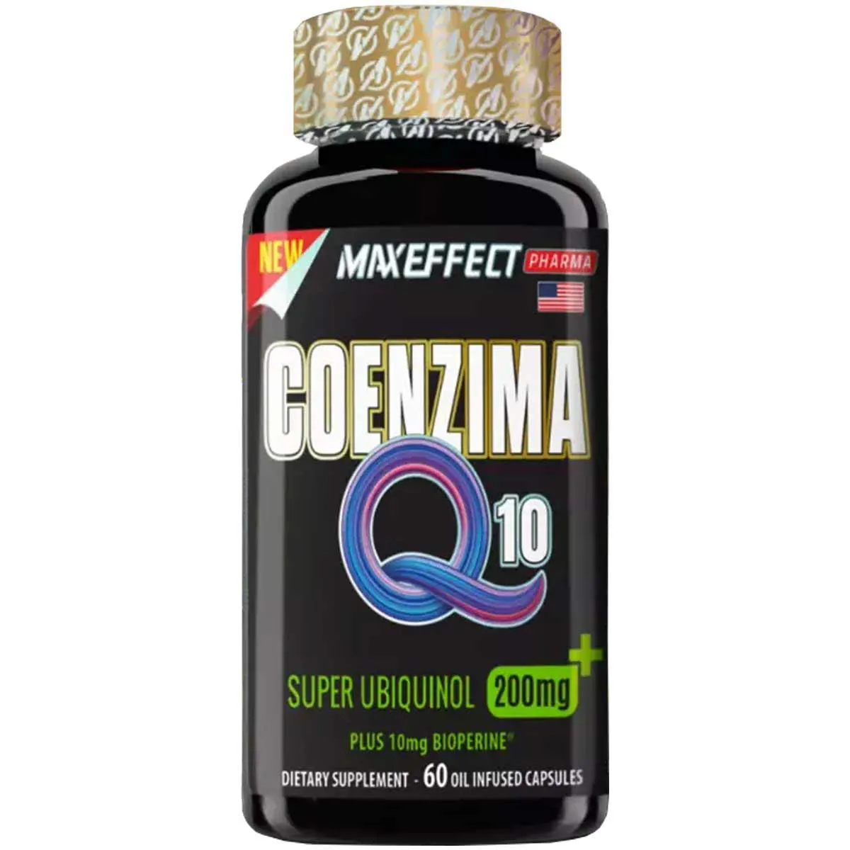 Coenzima Q10 200mg Co Enzima K10 com 60 cápsulas Maxeffect