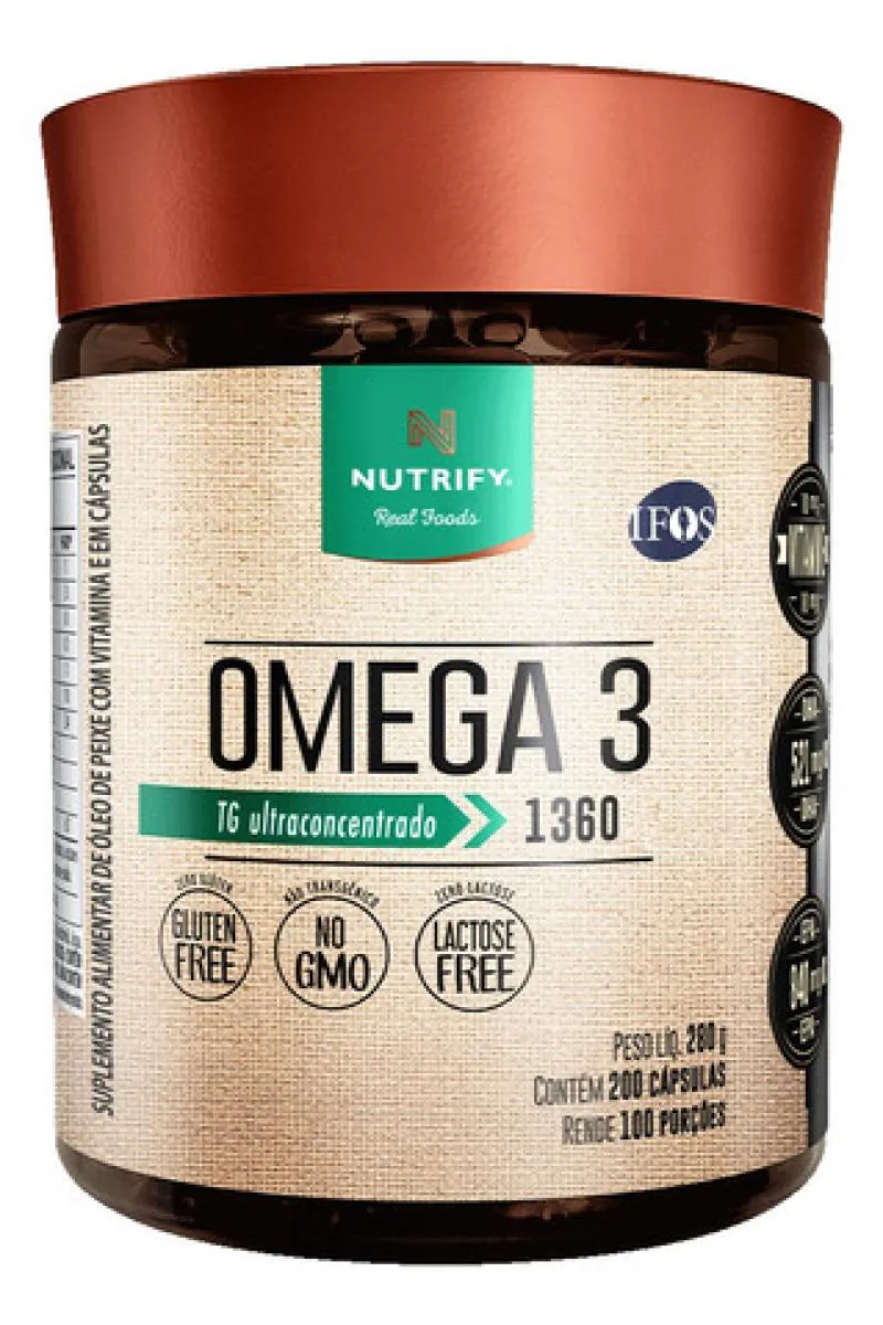 Omega 3 Tg Untraconcentrado 1360mg Selo Ifos Nutrify 200 cápsulas
