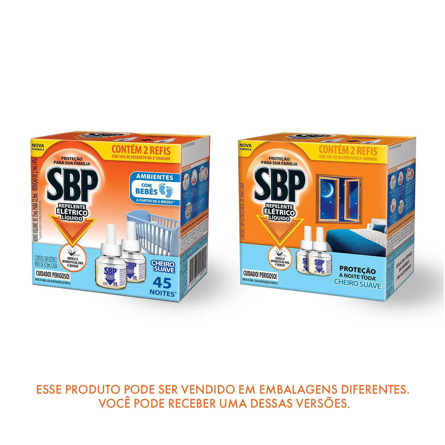 Refil Repelente Elétrico Líquido SBP Cheiro Suave 2 Unidades com 35ml cada