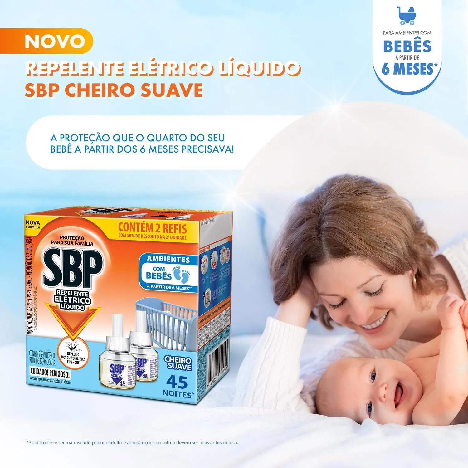 Refil Repelente Elétrico Líquido SBP Cheiro Suave 2 Unidades com 35ml cada