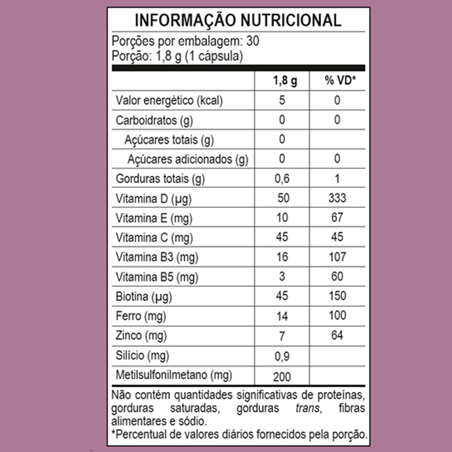 Suplemento Alimentar Nouve Silício D Cabelo Pele e Unha 30 Cápsulas
