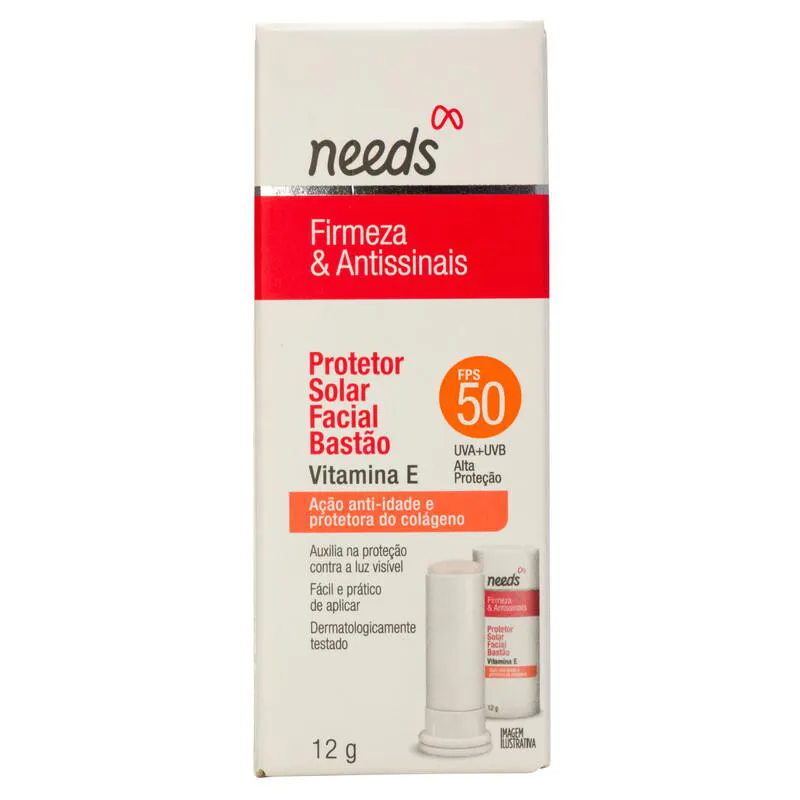 Protetor Solar Facial Needs Firmeza & Antissinais FPS 50 Bastão 12g