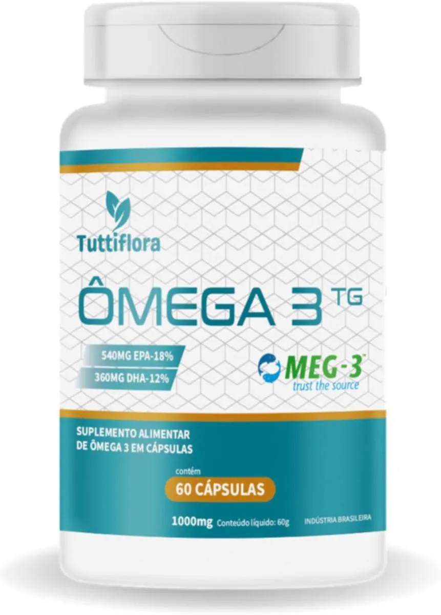 Ômega 3 Meg-3 (18% Epa 12% Dha) 60 cápsulas 1000mg Tuttiflora Sem Sabor