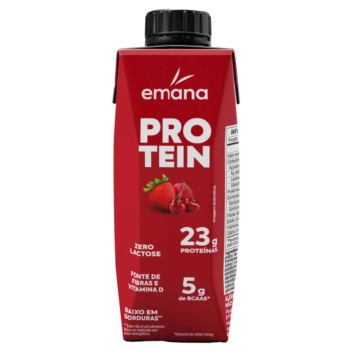 Bebida Proteica Emana Protein Zero Lactose Morango 23g Proteína 250ml