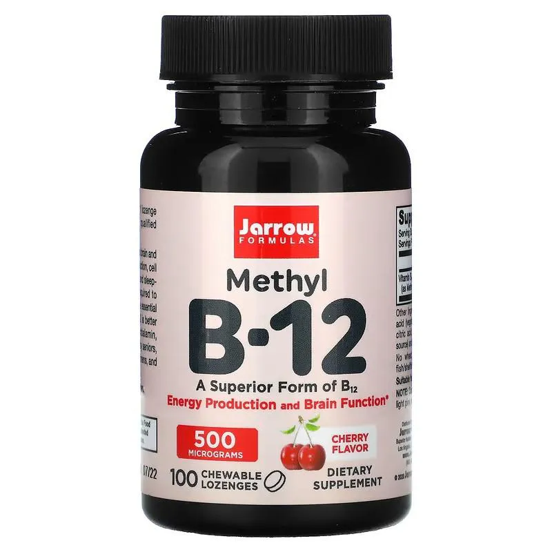 Metil B12 500mcg 100 Tabletes Mastigaveis Sabor Cereja - Jarrow Formulas