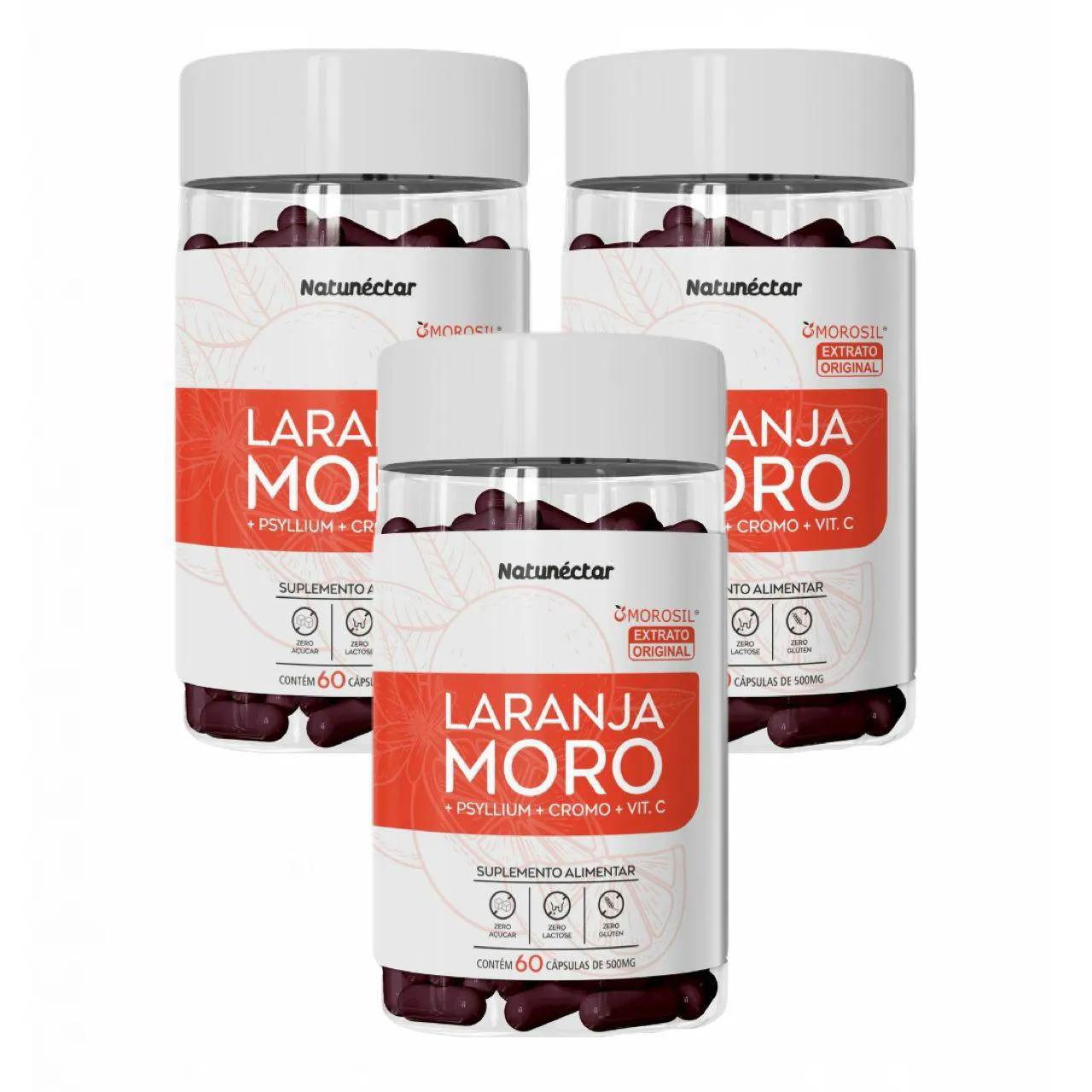 3x Laranja Moro - Morosil - 500mg - 60 cápsulas