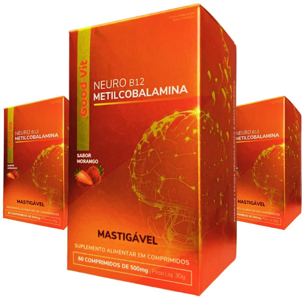 Kit C/3 Neuro B12 Metilcobalamina C/60 comprimidos - Good Vit