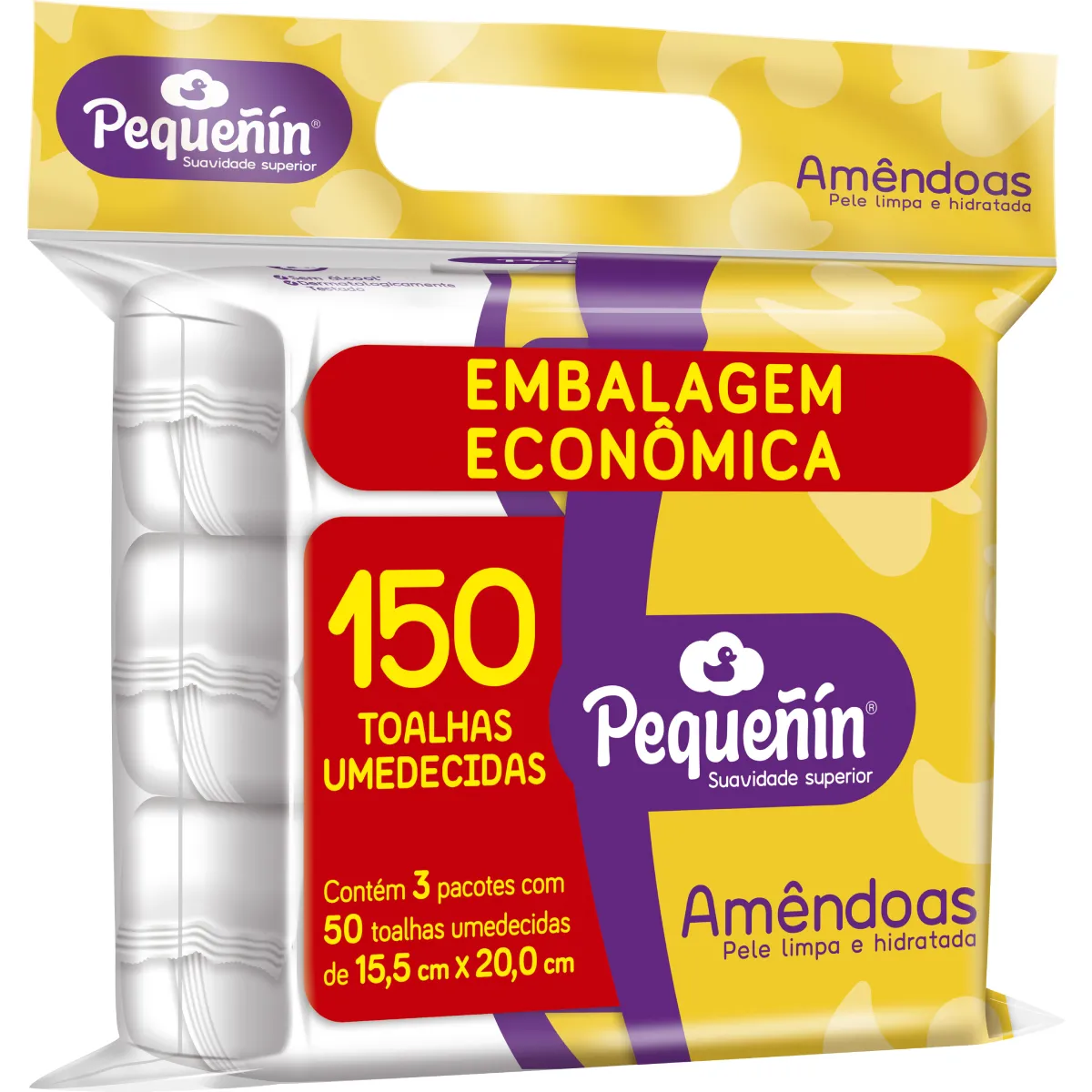 Toalhas Umedecidas Pequeñin Amêndoas 150 unidades