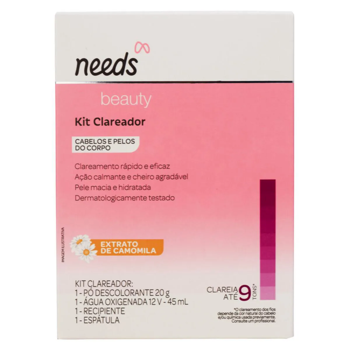 Kit Descolorante de Pelos Needs Beauty Extrato de Camomila