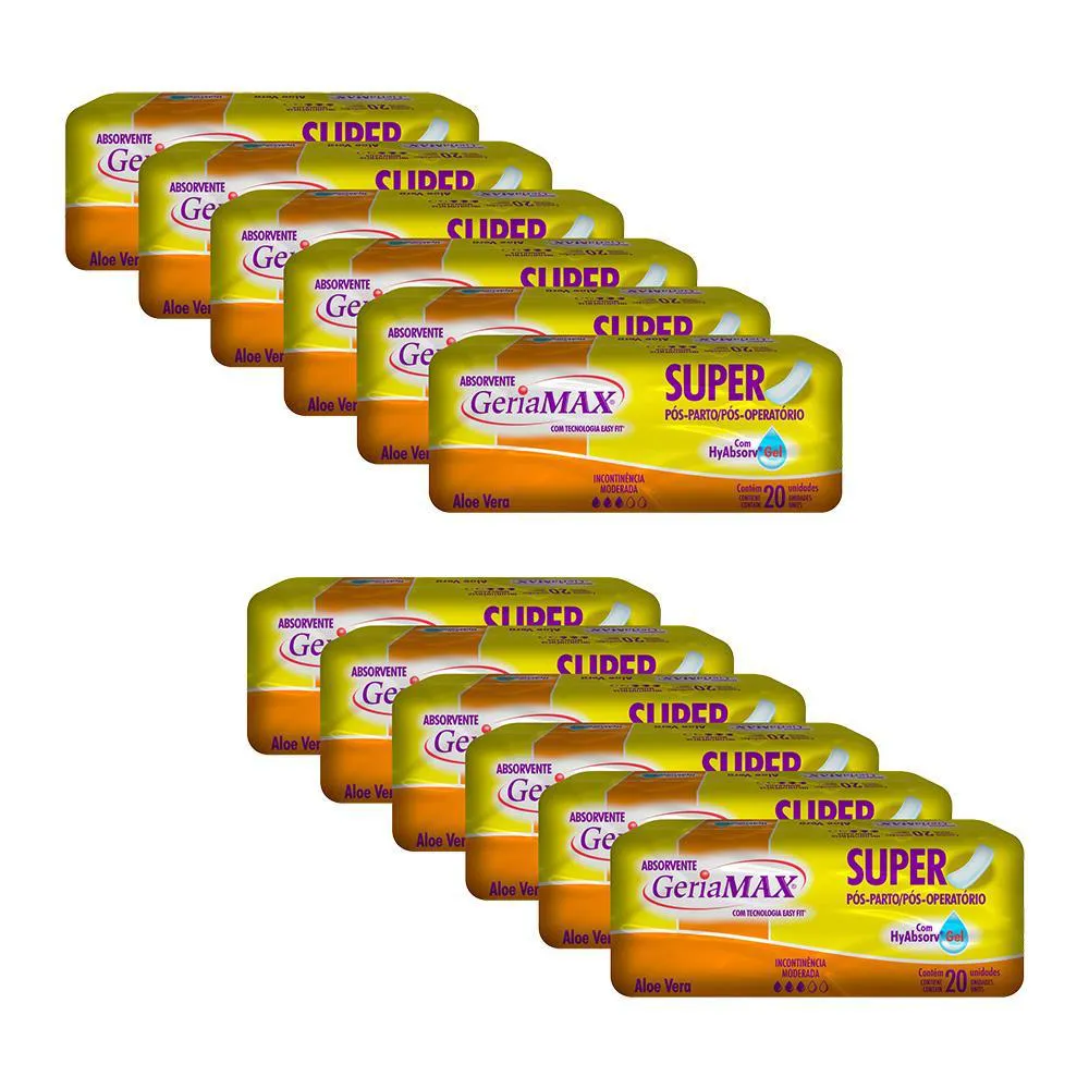 Kit com 12 Absorventes Geriátricos Geriamax com 20un Cada