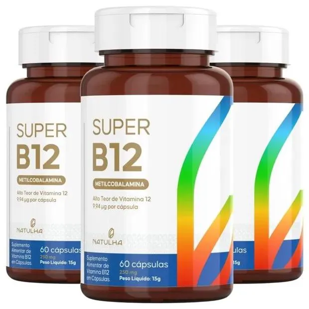 Kit 3x Super B12 414% (metilcobalamina) Idr 60 cápsulas - Natulha
