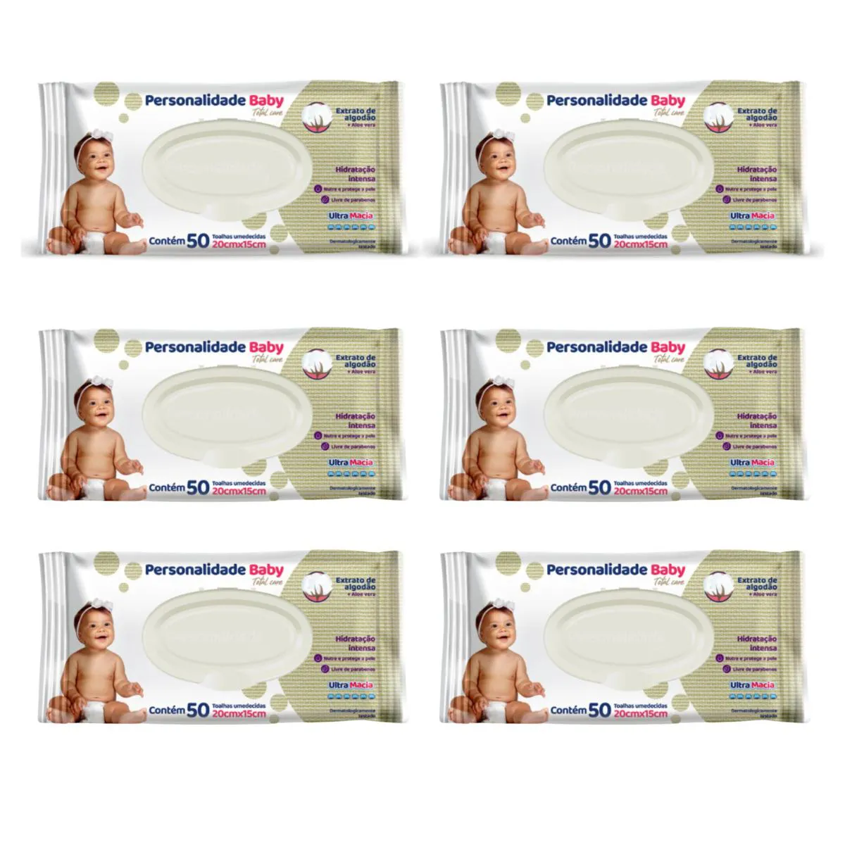 Kit C6 Lenço Umedecido Total Care C50 - Personalidade Baby