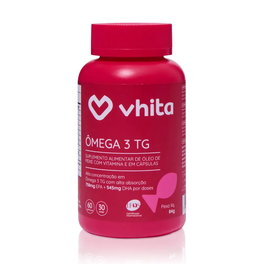 Ômega 3 TG Vhita 1000mg de óleo de peixe Rico em EPA e DHA com Vitamina E e selo IFOS - 60 cápsulas