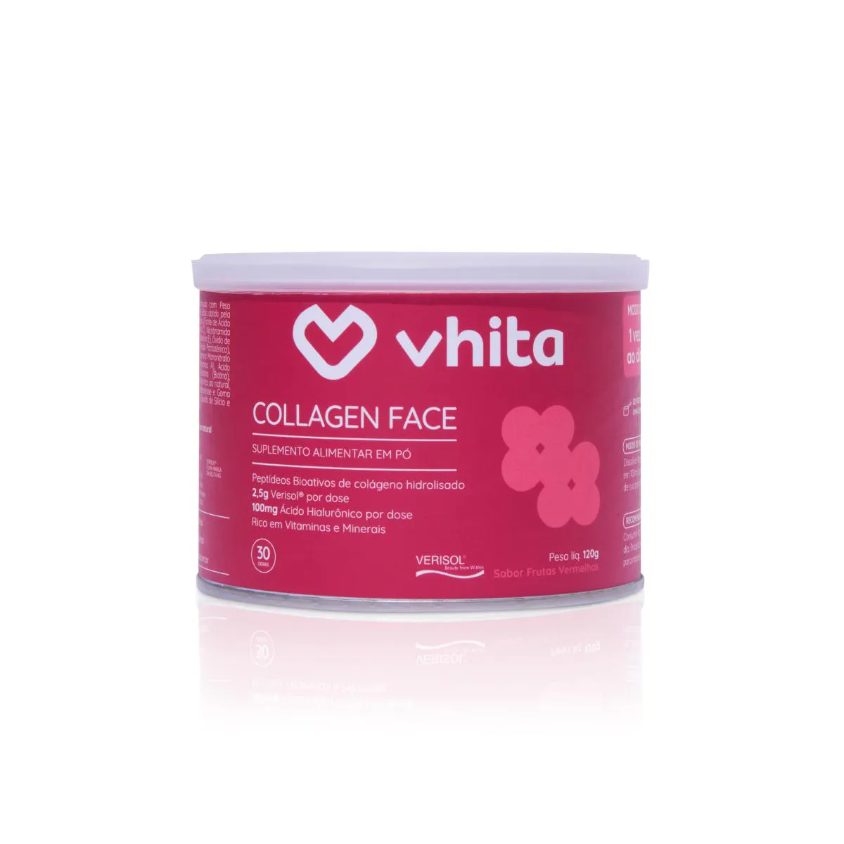 Collagen Face - Colágeno hidrolisado Verisol, ácido hialurônico e vitaminas - Frutas 120g - Vhita