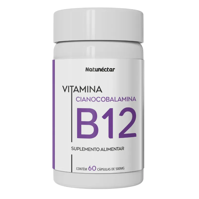 Vitamina B12 - Cianocobalamina 500mg 60 Cápsulas - Natunéctar