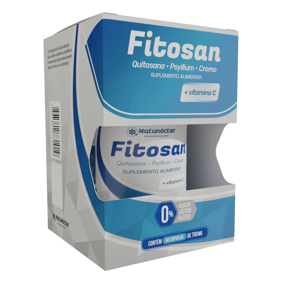 Fitosan - Quitosana Psyllium Cromo + Vitamina C 500mg - Natunéctar