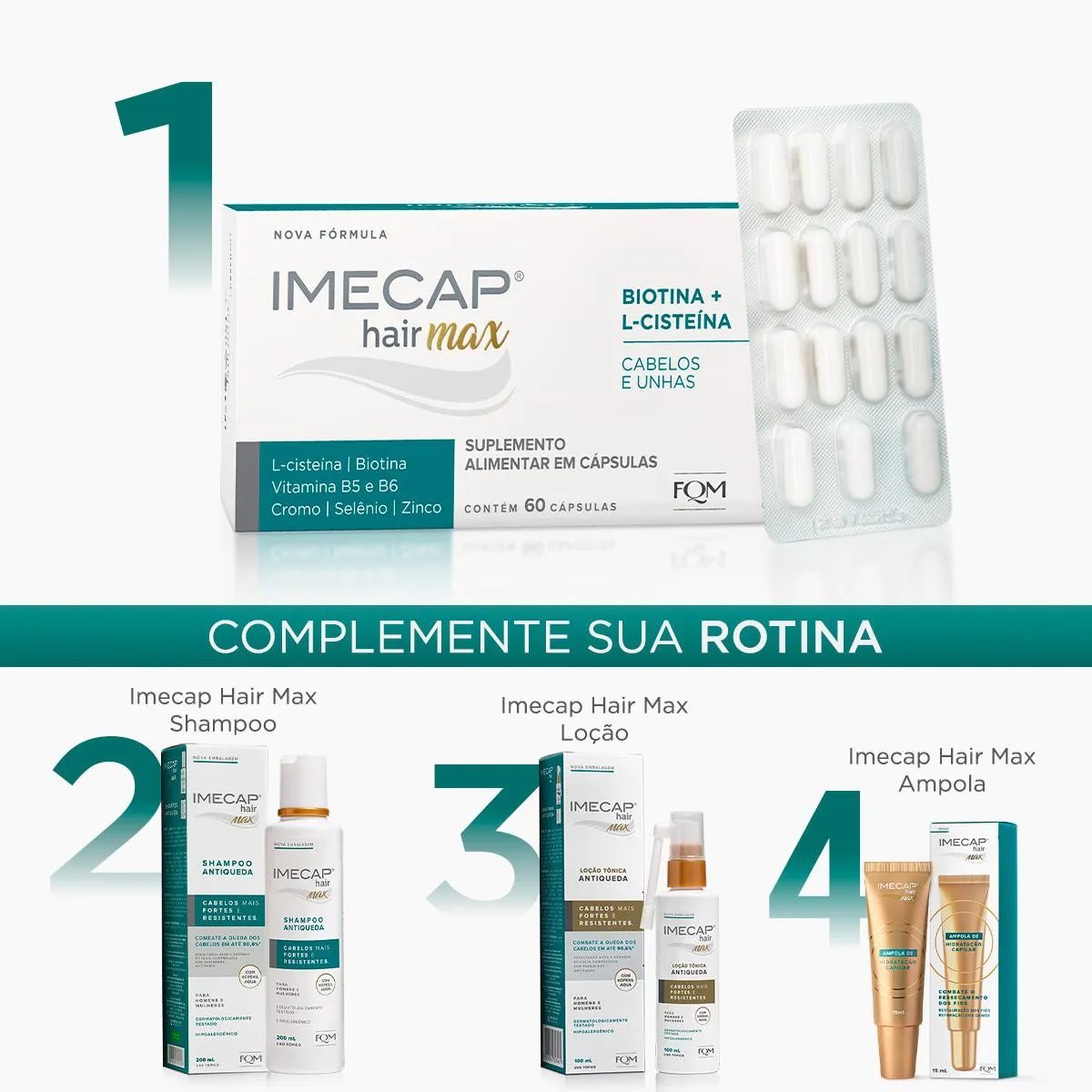 Kit Imecap Hair Max Cabelos e Unhas 60 + 30 cápsulas