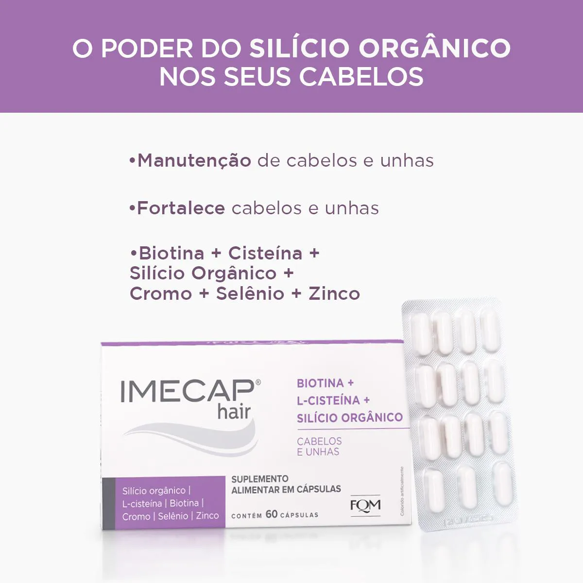 Suplemento Alimentar Imecap Hair Silício Orgânico 60 cápsulas