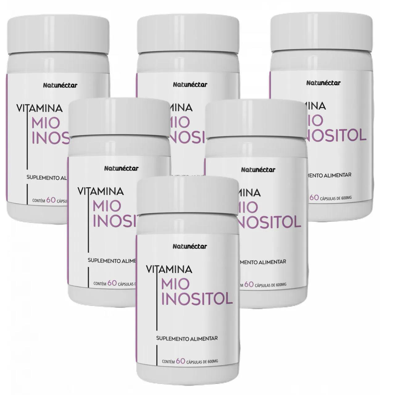 6x Mio Inositol - 100% Natural - 60 Cápsulas. 500mg - Natunéctar