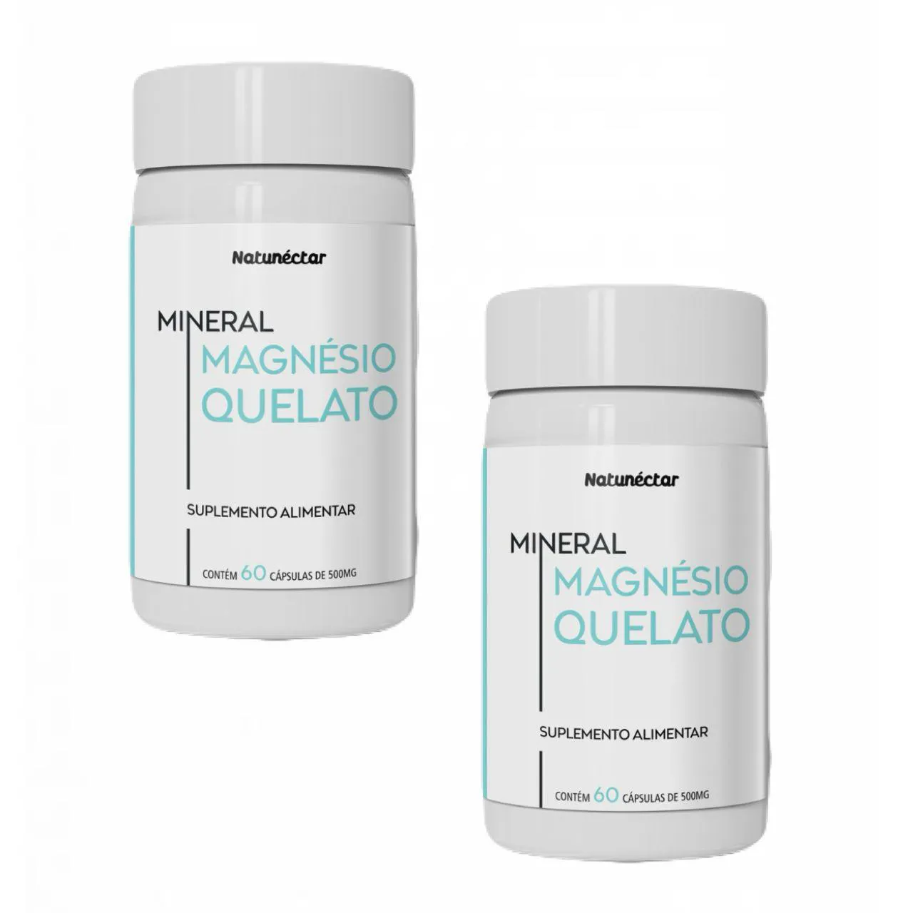 2x Magnésio Quelato Puro Suplemento 60 Cápsulas- Natunéctar