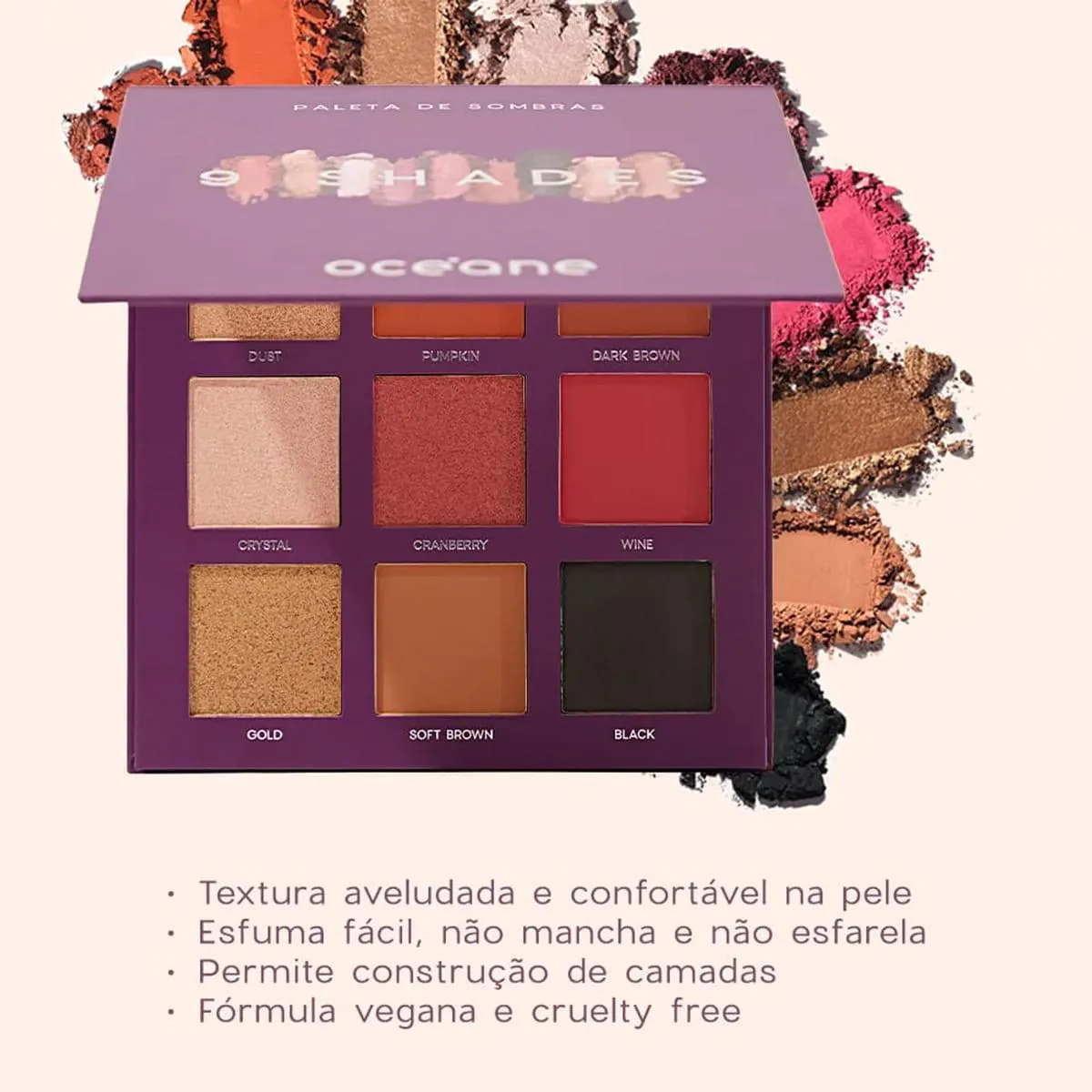 Océane Purple 9 Shades - Paleta de Sombras 25g